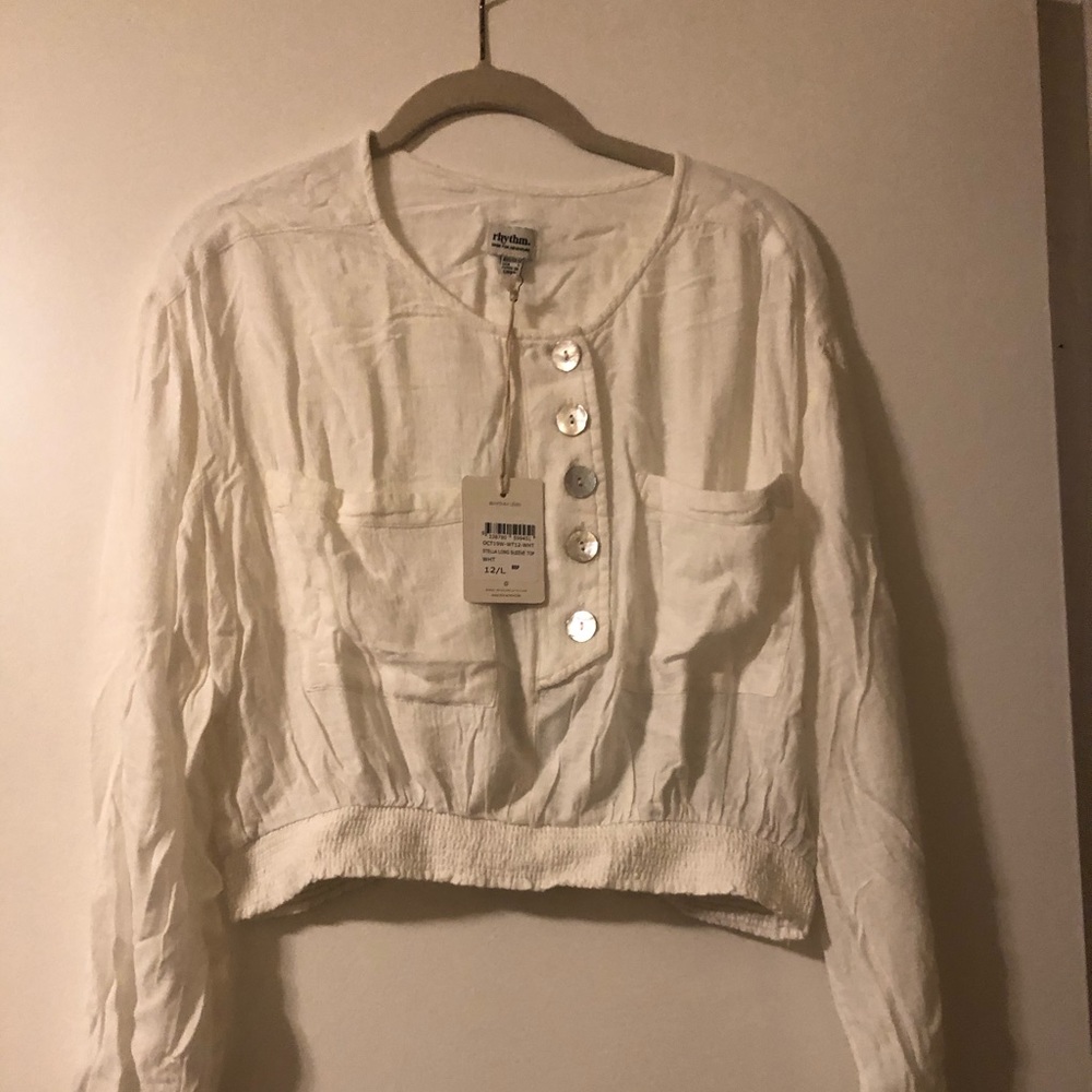 Rhythm Stella Long Sleeve Top White